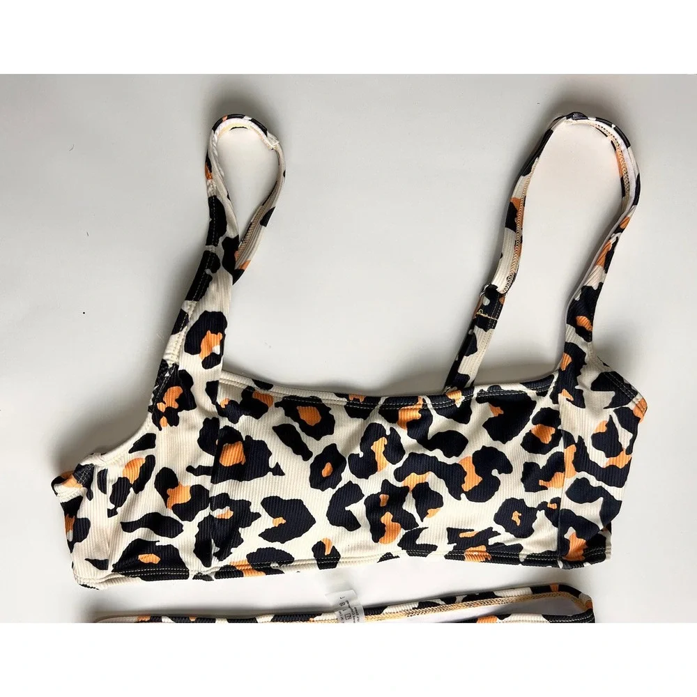 SHEIN Two‎ Piece Swimsuit Set Leopard Print Cheeky Medium NWOT